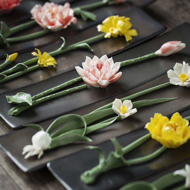 Nimara Ritual Lotus Peony Rose Flower Ceramic Spiritual Incense Burner