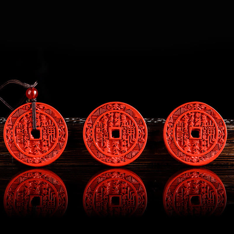 Nimara Ritual Natural Cinnabar Mountain Ghosts Spend Money Bagua Design Blessing Necklace Pendant