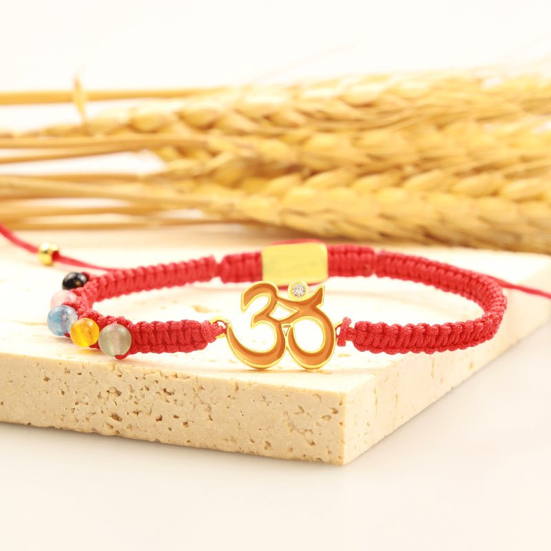 Nimara Ritual Tibetan Handmade OM Mindfulness Red String Bracelet