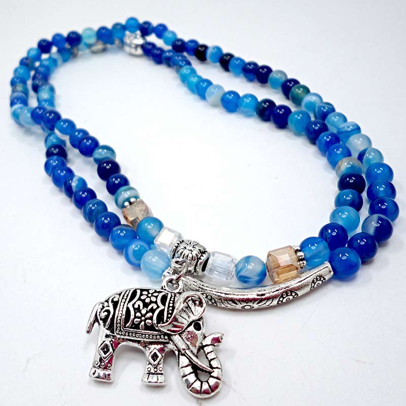 Nimara Ritual Natural Agate Elephant Buddha Hope Bracelet