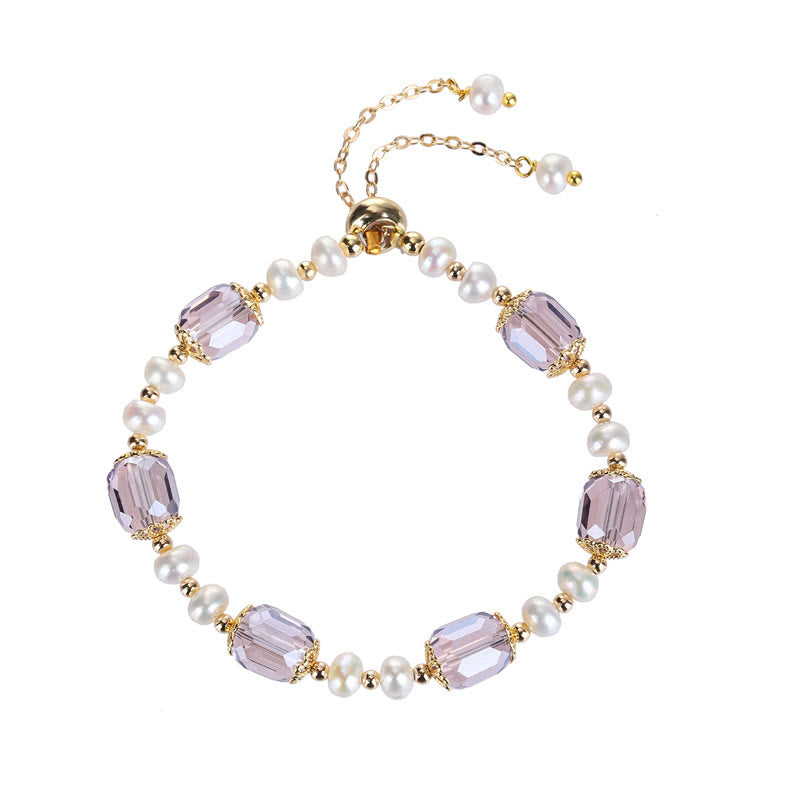 Nimara Ritual Natural Amethyst Pearl Peace Healing Chain Bracelet