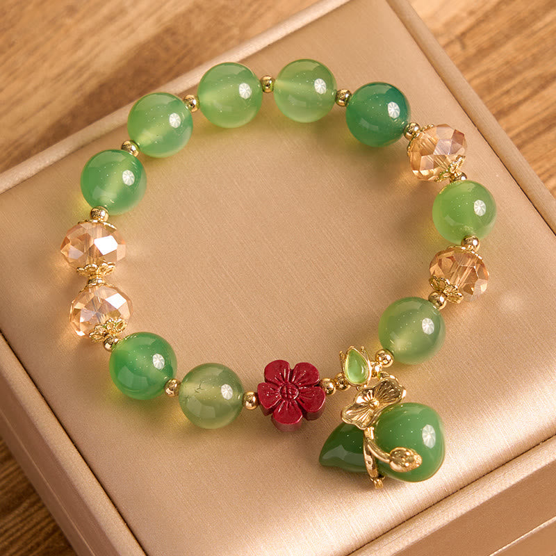 Nimara Ritual Natural Red Agate Green Agate Gourd Cinnabar Flower Beads Confidence Bracelet