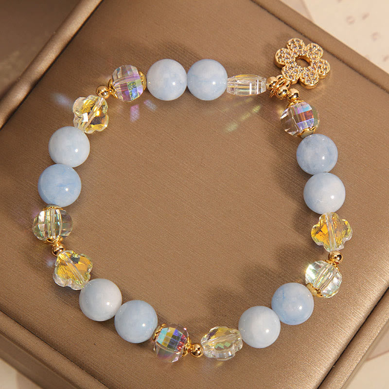 Nimara Ritual Natural Aquamarine Flower Healing Crystal Bracelet