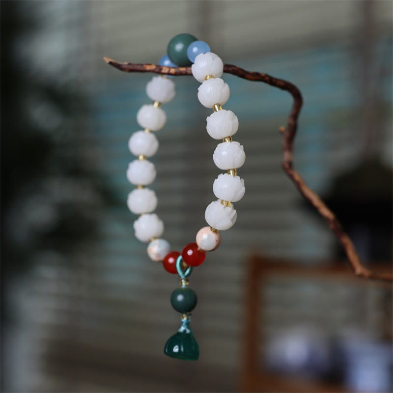 Nimara Ritual Bodhi Seed Lotus Bead Carved Peace Harmony Bracelet