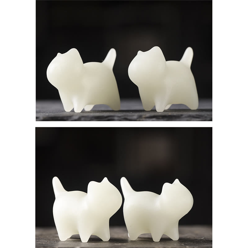 Nimara Ritual 2Pcs Mini Cute Cat Glowstone Luminous Lucky Cat Energy Decoration