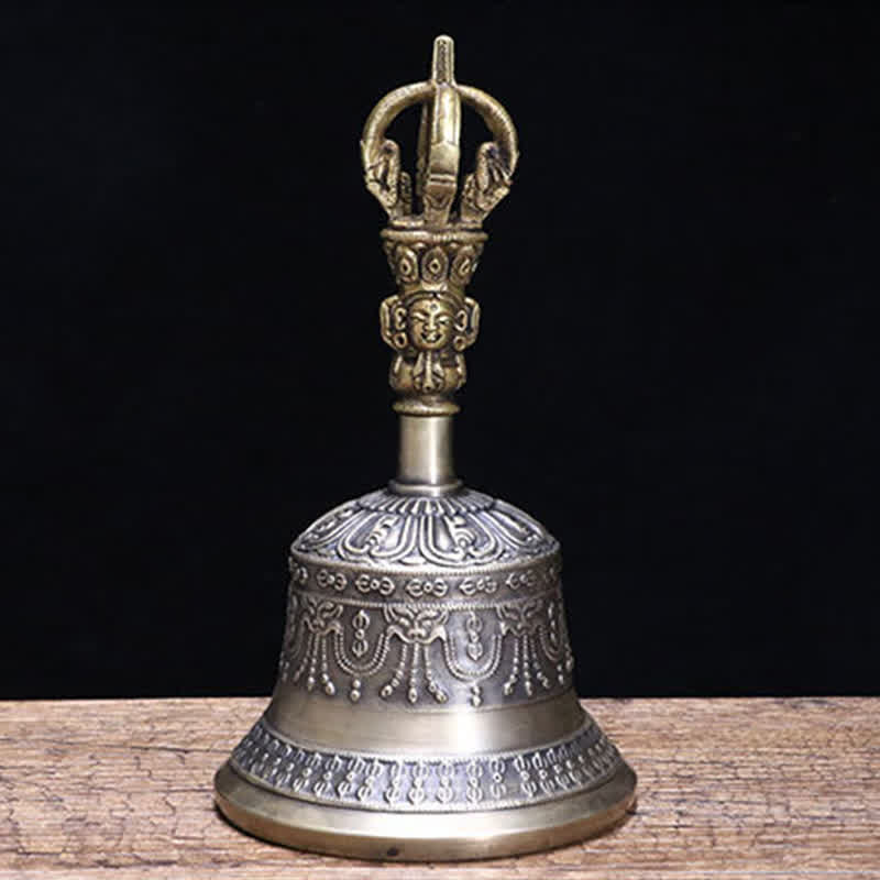 Nimara Ritual Tibetan Meditation Bell and Vajra Dorje Copper Enlightenment Decoration Set
