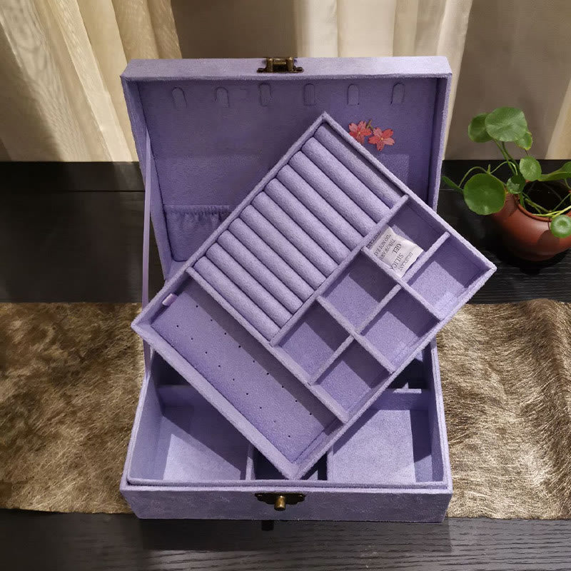 Nimara Ritual Purple Phoenix Jewelry Box Organizer Two-Layer Jewelry Storage Box Flannel Box