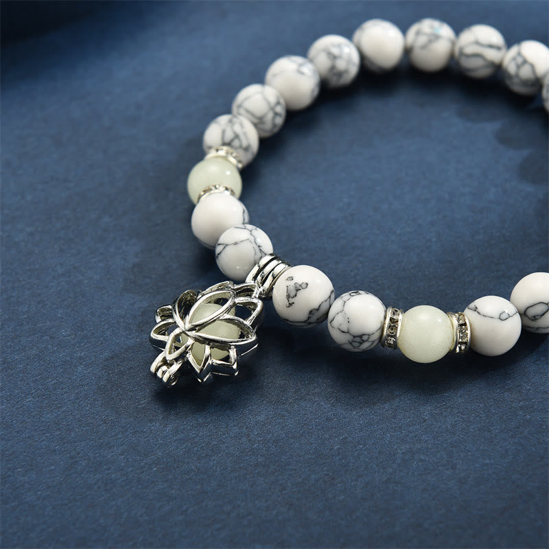 Positive Thinking Tibetan Turquoise Glowstone Luminous Bead Lotus Protection Bracelet