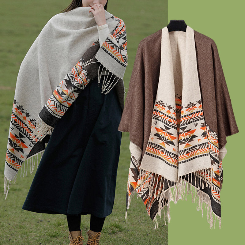 Nimara Ritual Tibetan Shawl Colorful Geometry Winter Cozy Travel Scarf Wrap
