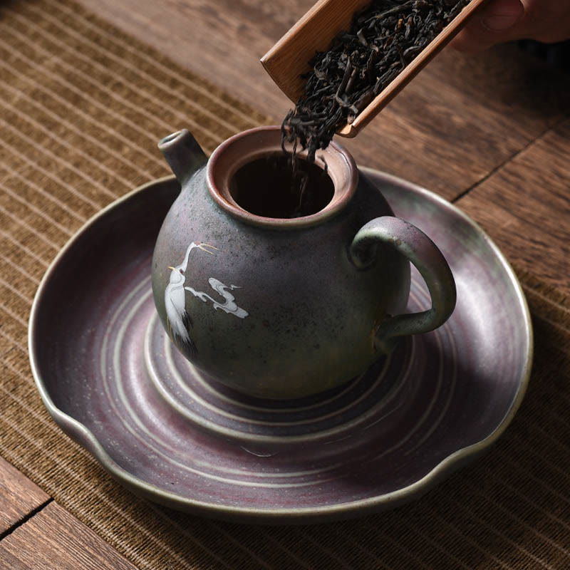 Nimara Ritual White Crane Cloud Chinese Gongfu Tea Ceramic Kung Fu Teapot