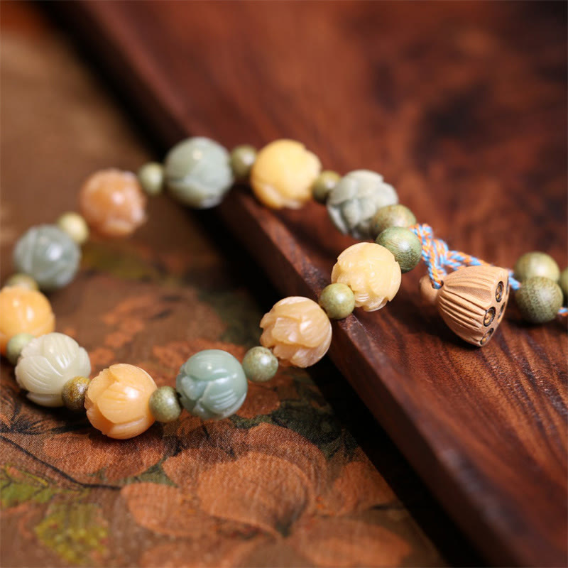 Nimara Ritual Bodhi Seed Lotus Green Sandalwood Wisdom Harmony Bracelet
