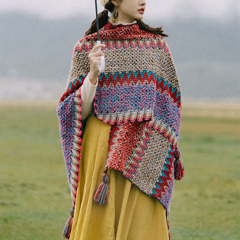 Nimara Ritual Tibetan Shawl Warm Cloak Tibetan Tassel Scarf