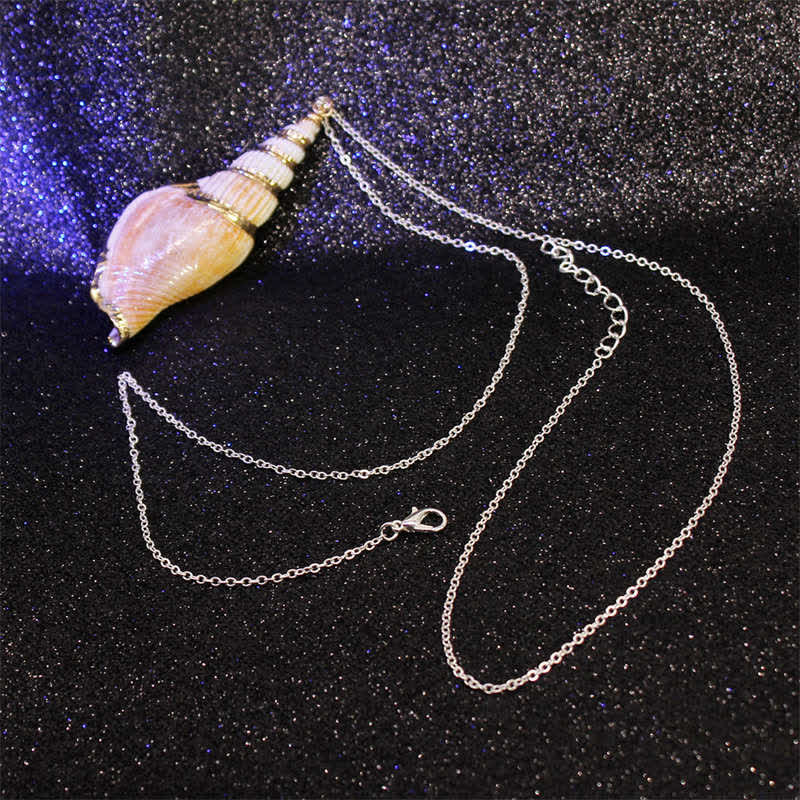 Nimara Ritual Natural Shankha Conch Shell Seashell Lucky Necklace Pendant