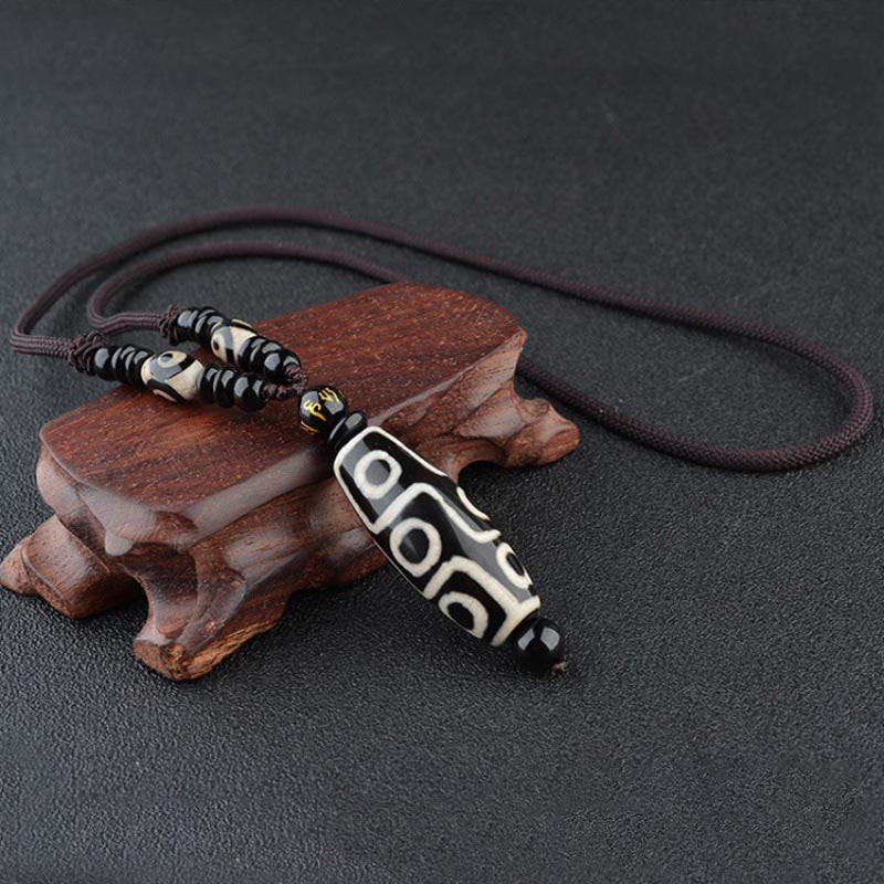Nimara Ritual Nine-Eye Dzi Bead Wealth Protection Necklace