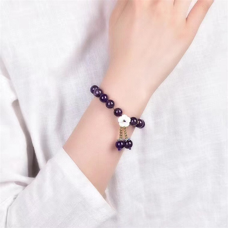 Nimara Ritual Natural Amethyst Crystal Flower Spiritual Healing Bracelet