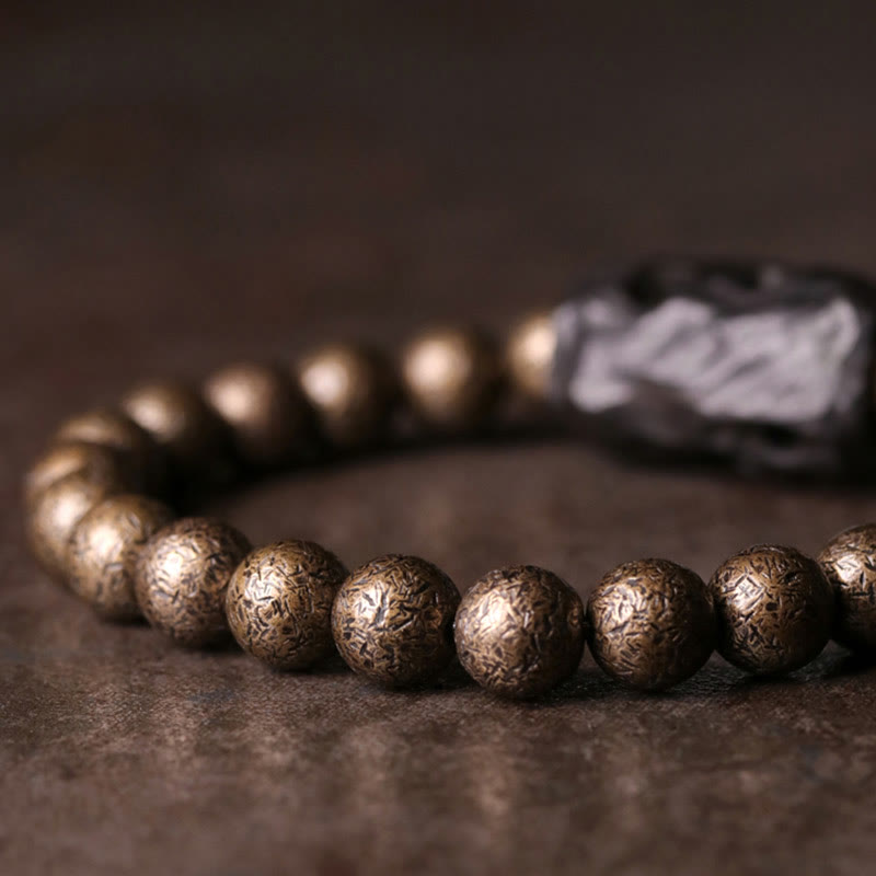 Nimara Ritual Tibet Ebony Wood Copper Peace Balance Beaded Bracelet