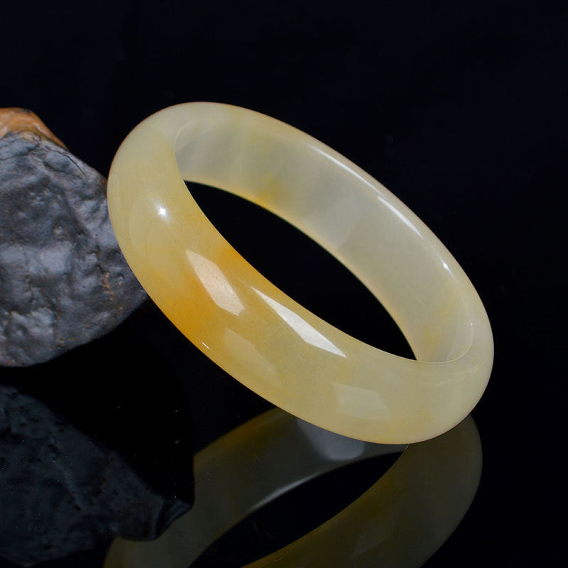Nimara Ritual Natural Golden Silk Jade Luck Wealth Bracelet Bangle