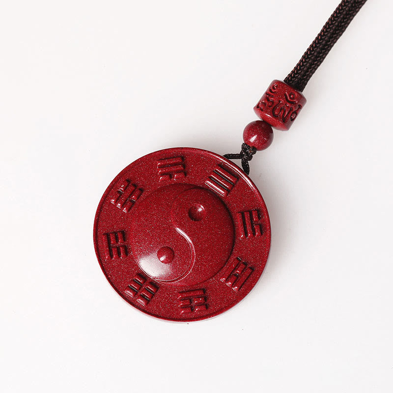 Nimara Ritual Cinnabar Yin Yang Bagua Blessing Necklace Pendant
