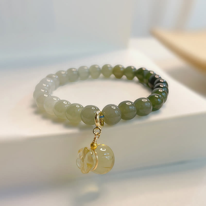 Nimara Ritual Natural Hetian Jade Money Bag Charm Bead Prosperity Bracelet