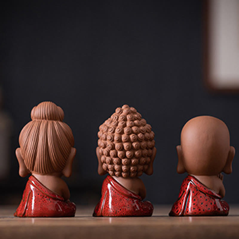 Nimara Ritual Mini Gautama Buddha Sakyamuni Kwan Yin Avalokitesvara Ksitigarbha Serenity Ceramic Desk Decoration