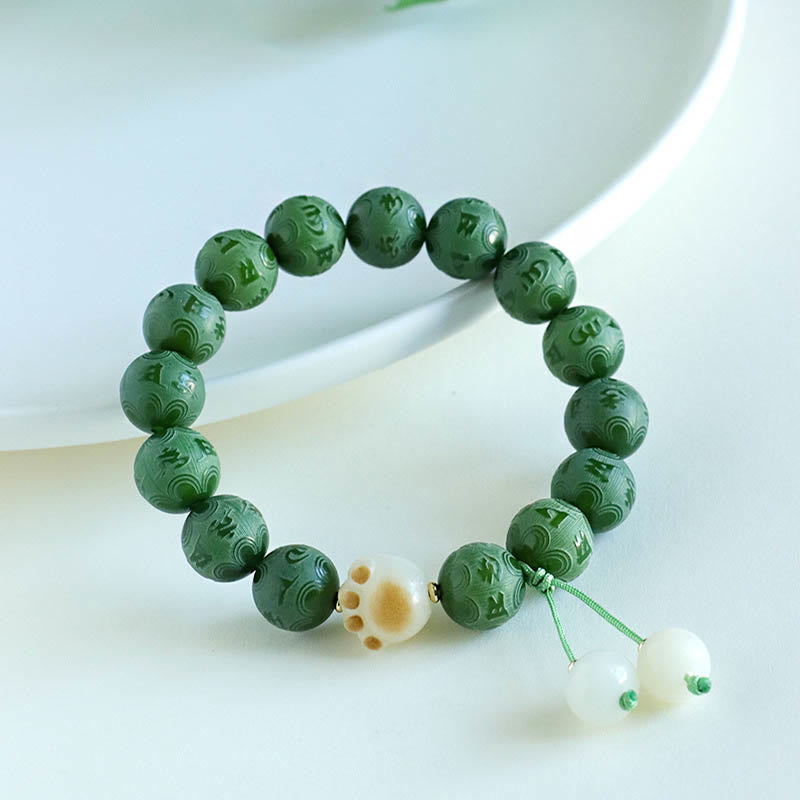 Nimara Ritual Bodhi Seed Om Mani Padme Hum Carved Harmony Bracelet