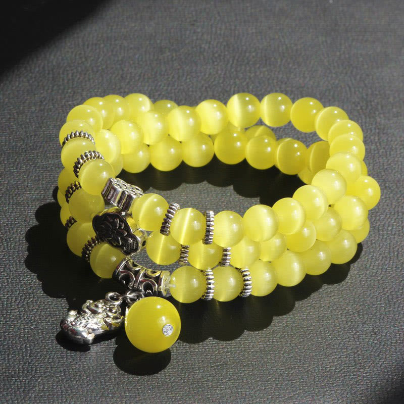 Nimara Ritual Cat Eye PiXiu Support Triple Wrap Bracelet