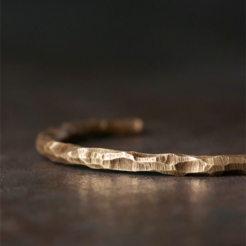 Nimara Ritual Tibetan Bump Texture Copper Luck Cuff Bracelet Bangle