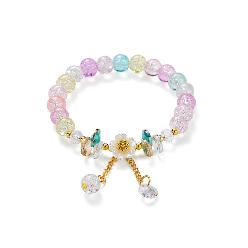 Nimara Ritual Simple Design Flower Charm Glass Bead Bracelet