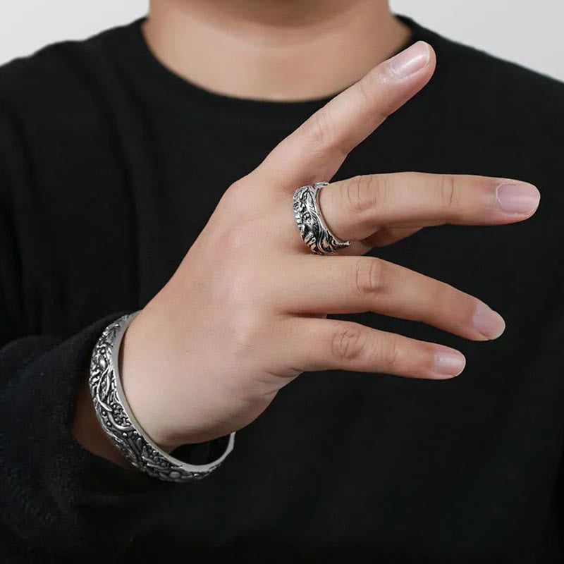 Nimara Ritual Guan Gong Auspicious Clouds Amulet Wealth Ring