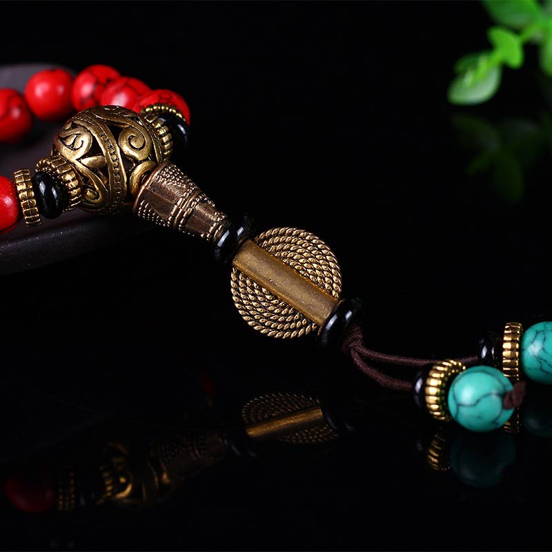 Nimara Ritual Tibetan Mala Red Turquoise Lucky Necklace Bracelet