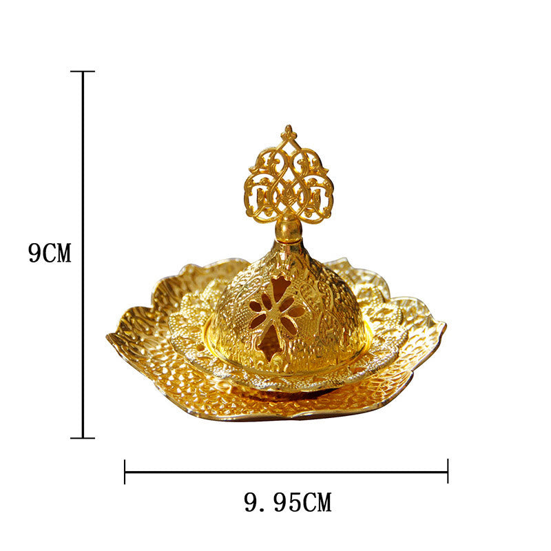 Nimara Ritual Gold Leaf Coaster Spiritual Mini Alloy Metal Incense Burner