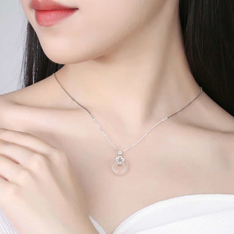 Nimara Ritual 925 Sterling Silver Chalcedony Coin Peace Buckle Positive Necklace Pendant