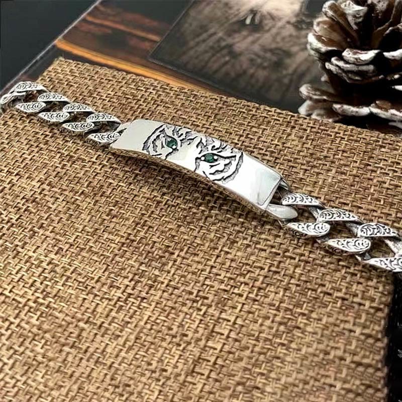 Nimara Ritual Tiger Tang Dynasty Flower Design Copper Luck Chain Bracelet