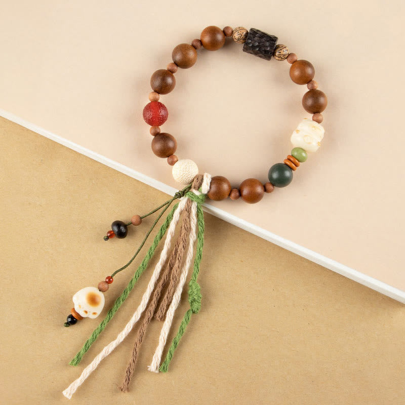 Nimara Ritual Lightning Strike Wood Bodhi Seed Cat Paw Claw Auspiciousness Protection Tassel Bracelet