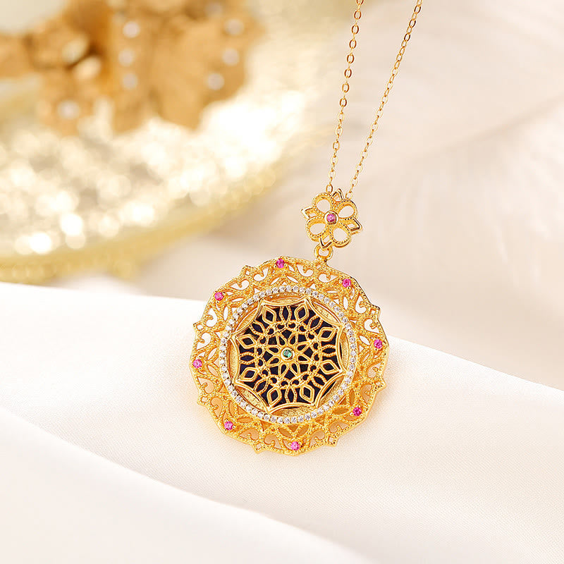 Nimara Ritual 925 Sterling Silver Plated Gold Lazurite Positive Necklace Pendant