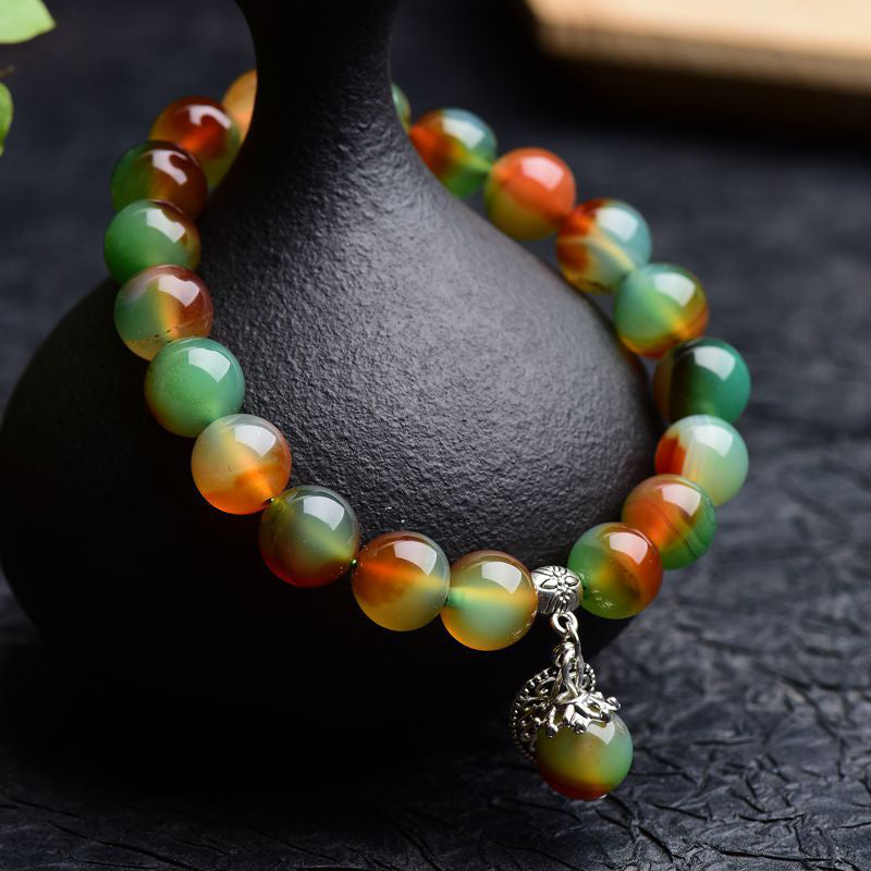 Nimara Ritual Tibetan Natural Green Agate Healing Bracelet