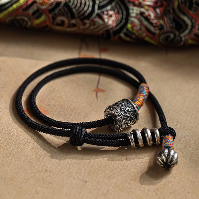 Nimara Ritual Tibetan Om Mani Padme Hum Carved Amulet Double Wrap Bracelet