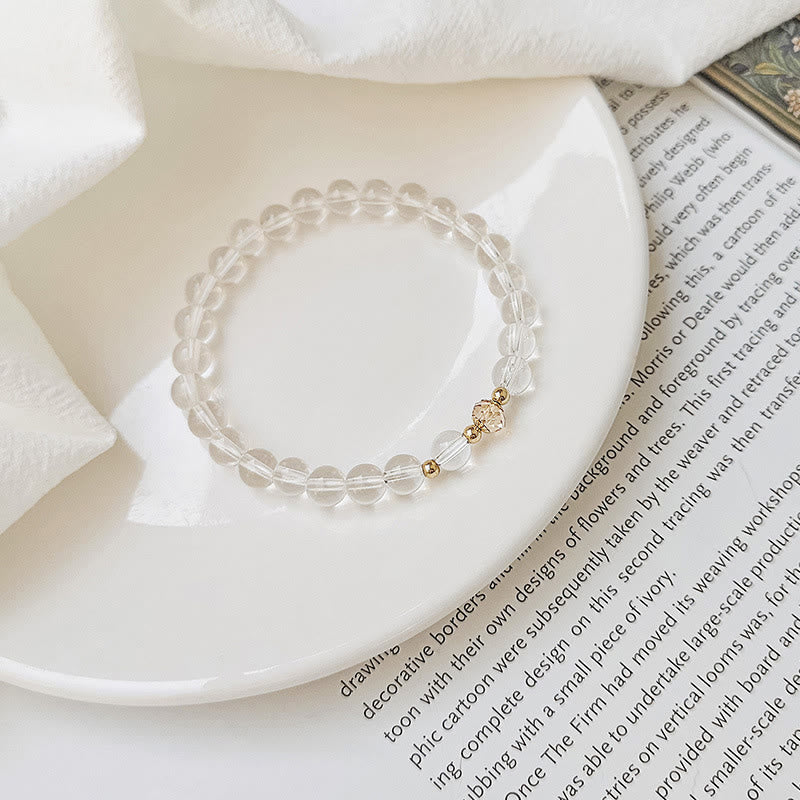 Nimara Ritual 14K Gold Plated Copper Aquamarine White Crystal White Agate Blue Crystal Healing Bracelet