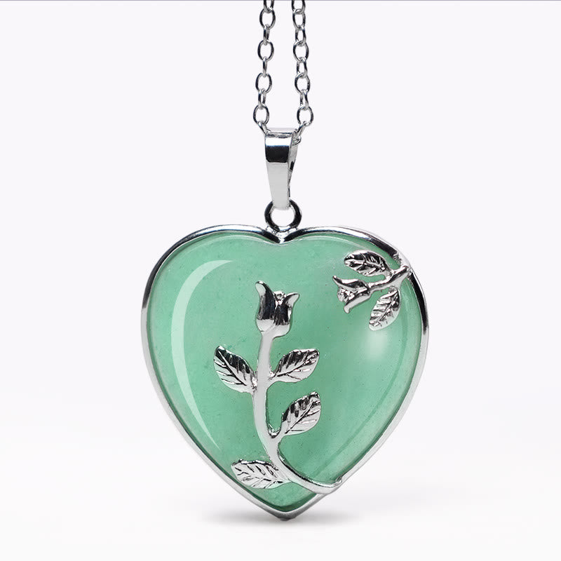 Nimara Ritual Natural Healing Crystals Heart Pendant Necklaces