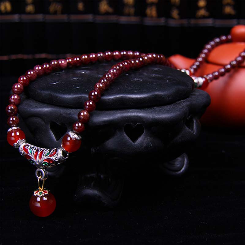 Nimara Ritual Natural Garnet Red Agate Blessing Healing Bracelet Necklace Pendant