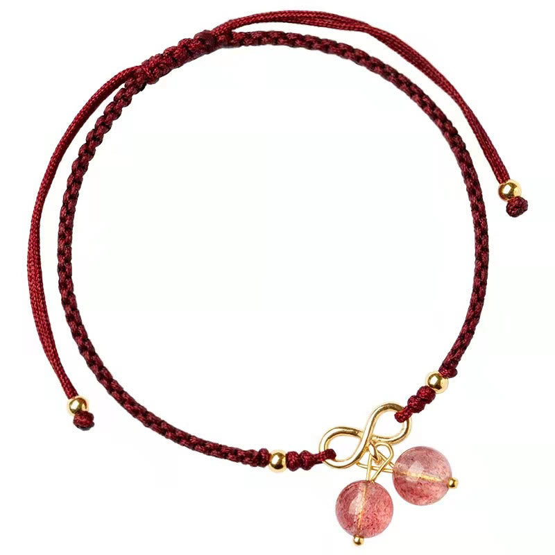 Nimara Ritual Natural Strawberry Quartz Amethyst Green Phantom Bead Positive Bracelet