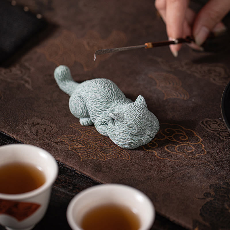 Nimara Ritual Small Cat Home Tea Pet Figurine Desk Decoration