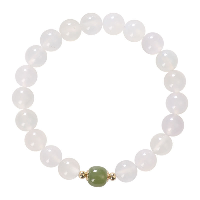 Nimara Ritual Natural White Agate Jade Luck Bracelet