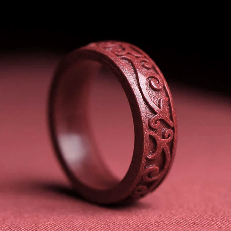 Nimara Ritual Cinnabar Om Mani Padme Hum Auspicious Clouds Blessing Ring
