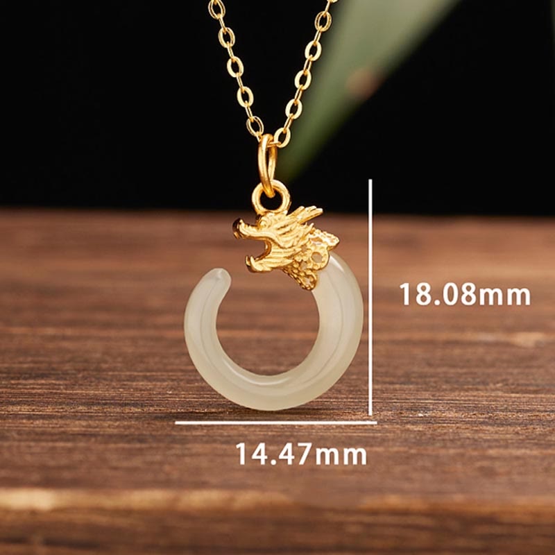 Nimara Ritual 925 Sterling Silver Year Of The Dragon Natural Hetian Jade Luck Strength Necklace Pendant