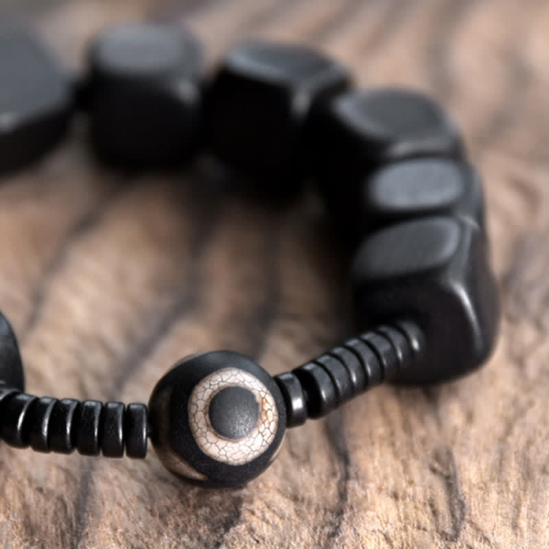 Nimara Ritual Tibetan Ebony Wood Dzi Bead Strength Bracelet