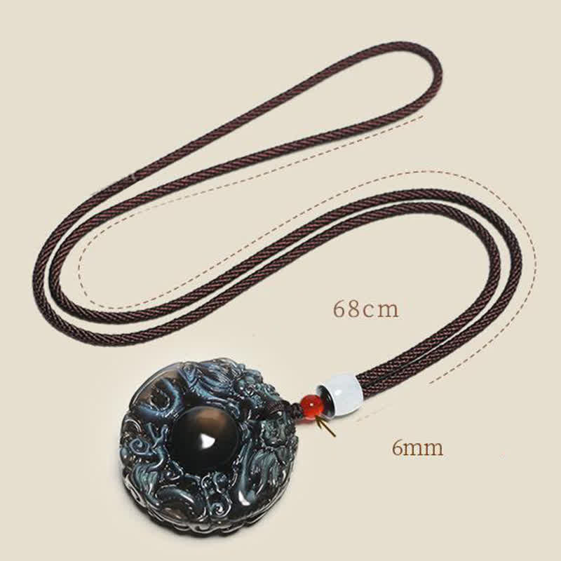 Nimara Ritual Natural Gold Sheen Obsidian Rainbow Obsidian Dragon Strength Necklace Pendant