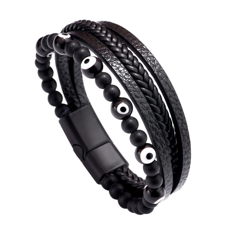 Nimara Ritual Evil Eye Tiger Eye Protection Beaded Multilayered Braided Bracelet