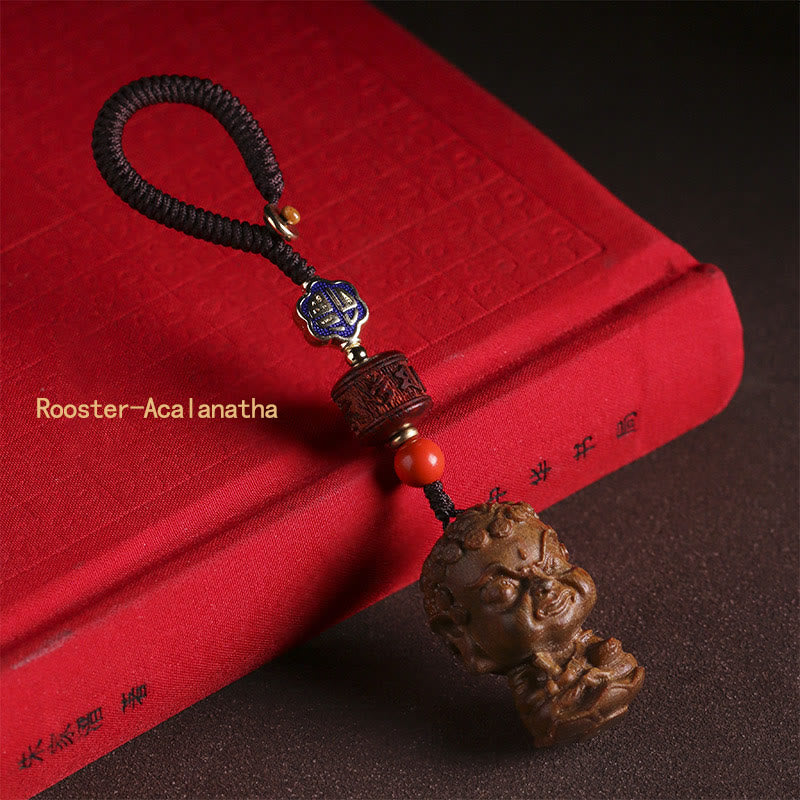 Nimara Ritual Chinese Zodiac Natal Buddha Green Sandalwood Om Mani Padme Hum Peace Key Chain