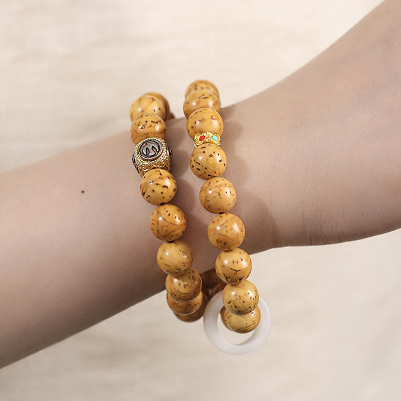 Nimara Ritual Tibetan Natural Purple Gold Rat Bodhi Seed Wealth Double Wrap Bracelet
